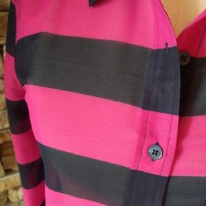 Banana Republic Tops - Banana Republic fucshia navy striped blouse Banana Republic Tops - Banana Republic fucshia navy striped blouse